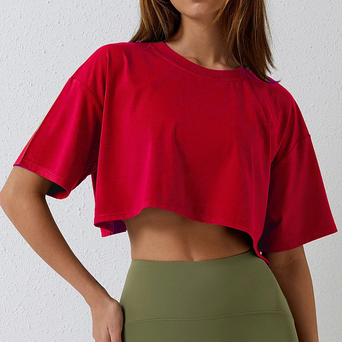 Cotton Women Short Sleeve Dance Running Clothes Yoga Fitness Crop Top Navel Baring New Sport T-shirt Loose Gym Workout Shirts Quick Pick Grocers